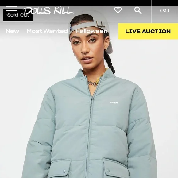 Obey Women’s  Puffer Jacket Dolls Kill Leaf Dion XS Winter Jacket Cabincore - Picture 3 of 15